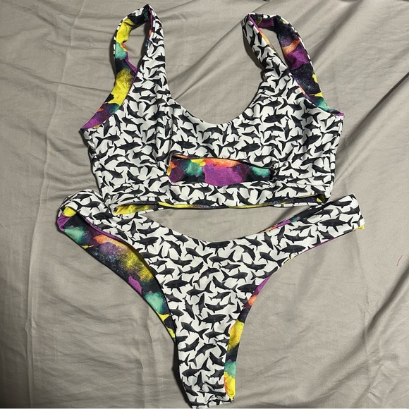 Moana Bikini in Black and White with Multicolor Accents - Picture 2 of 7